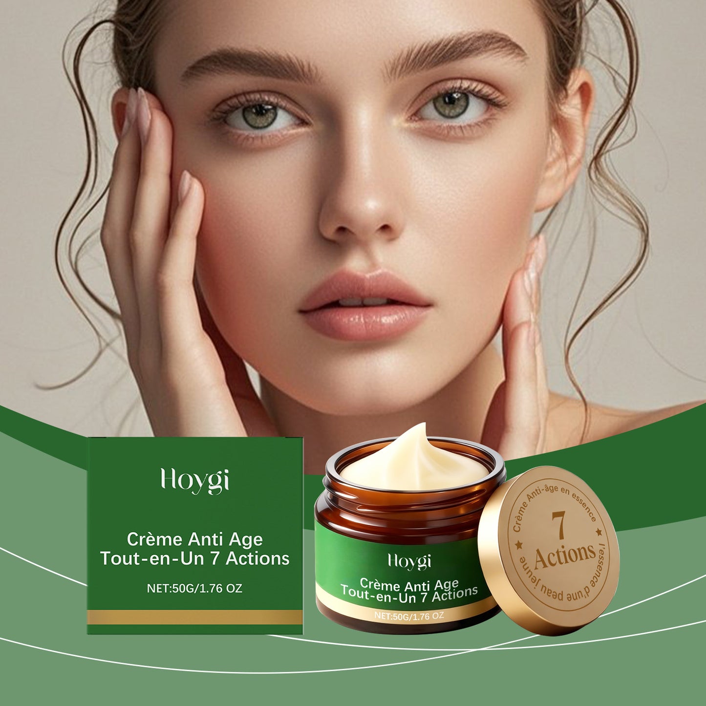 Hoygi Anti-Aging Face Cream | 7-in-1 Multi-Action Formula with Hydrolyzed Collagen | For Skin Firming & Rejuvenating-V