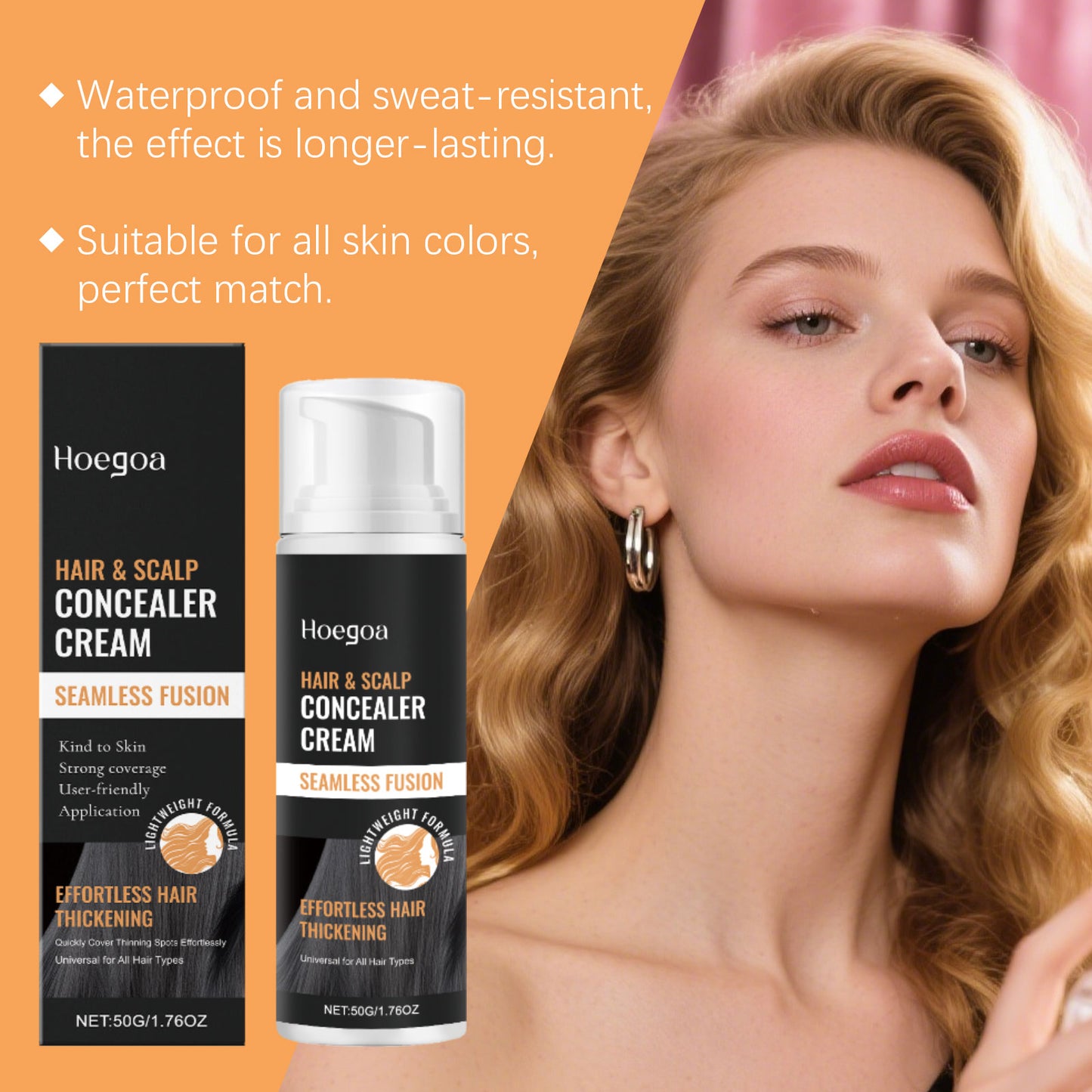 Hoegoa Hair & Scalp Concealer Cream | Seamless Fusion for Instant Thinning Spot Coverage | Waterproof, Sweat-Resistant & Long-Lasting | Universal for All Hair Types-V