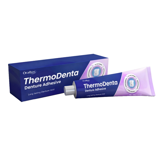 Long-Lasting Denture Adhesive | Zinc-Free Formula for All-Day Hold & Improved Comfort | ThermoDenta Cream | 40g-V