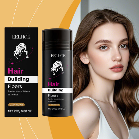 Instant Hair Thickening Fibers | EELHOE Building Fibers for Volume & Concealing Thinning Hair | Long-Lasting, Dark Brown | 25g Net-V