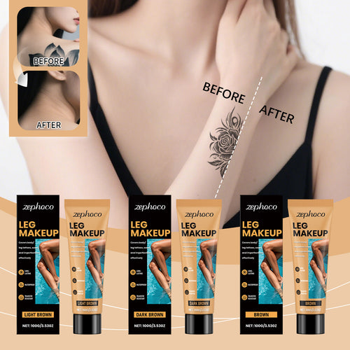 Zephoco Brown Tattoo Concealer Foundation - Makeup for body tattoo coverage, daily portable concealing foundation-3@OK