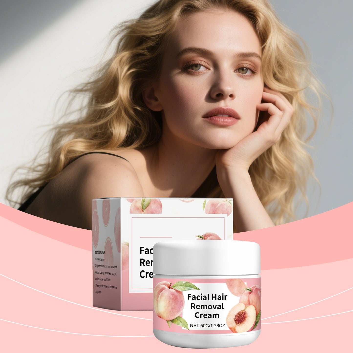 AMZ Facial Hair Removal Cream - Gently cares for facial skin, removes lip hair, moisturizes and smoothens, easy and silky application-3@OK