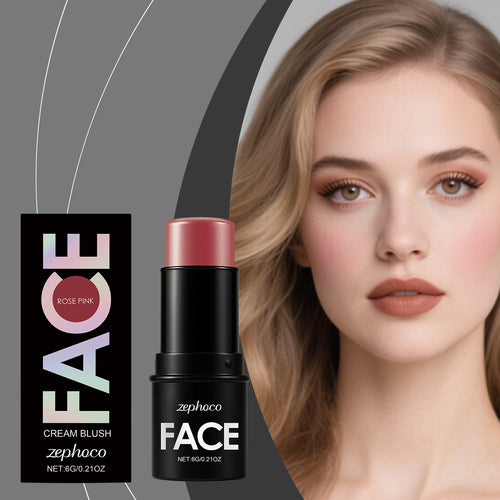 Zephoco Rose Pink Long-Lasting Blush Stick - Easy to Blend & Pigmented for a Daily Aura-CJY