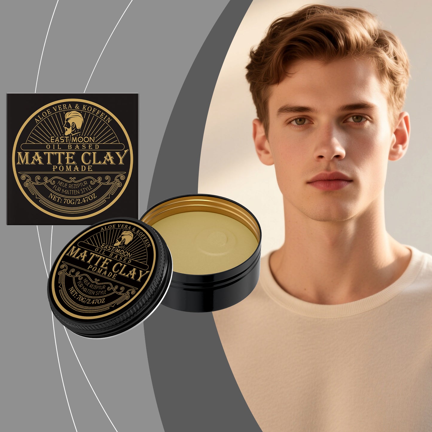 East Moon Men's Styling Pomade - Strong Hold, Smooth Finish, Easy to Manage, Non-Greasy & Non-Sticky Hair Grooming-OA
