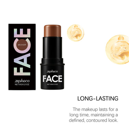 Zephoco Cocoa Color Long-Lasting Contouring Stick: A contouring stick that provides dimensional color, a natural and smooth finish, and helps to sculpt the face-MX
