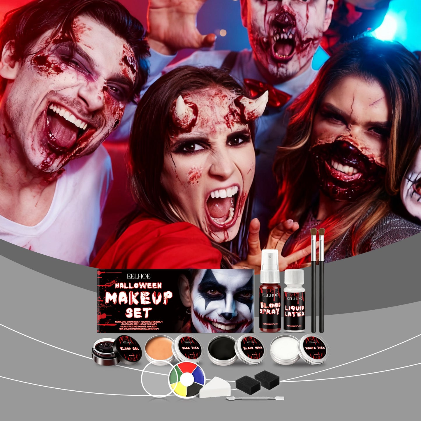 EELHOE Halloween Face Painting Set: Creative Halloween Party Face Painting with Vibrant Color and Long-Lasting Makeup-MX