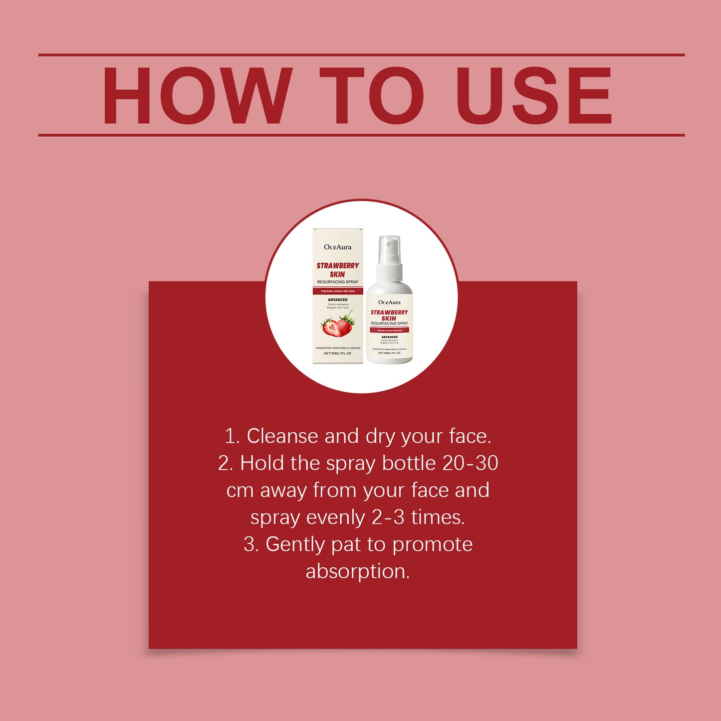 OceAura Strawberry Skin Hydrating Mist - Gentle Moisturizing, Refreshing & Fine Care for Soft, Supple Skin-YQ