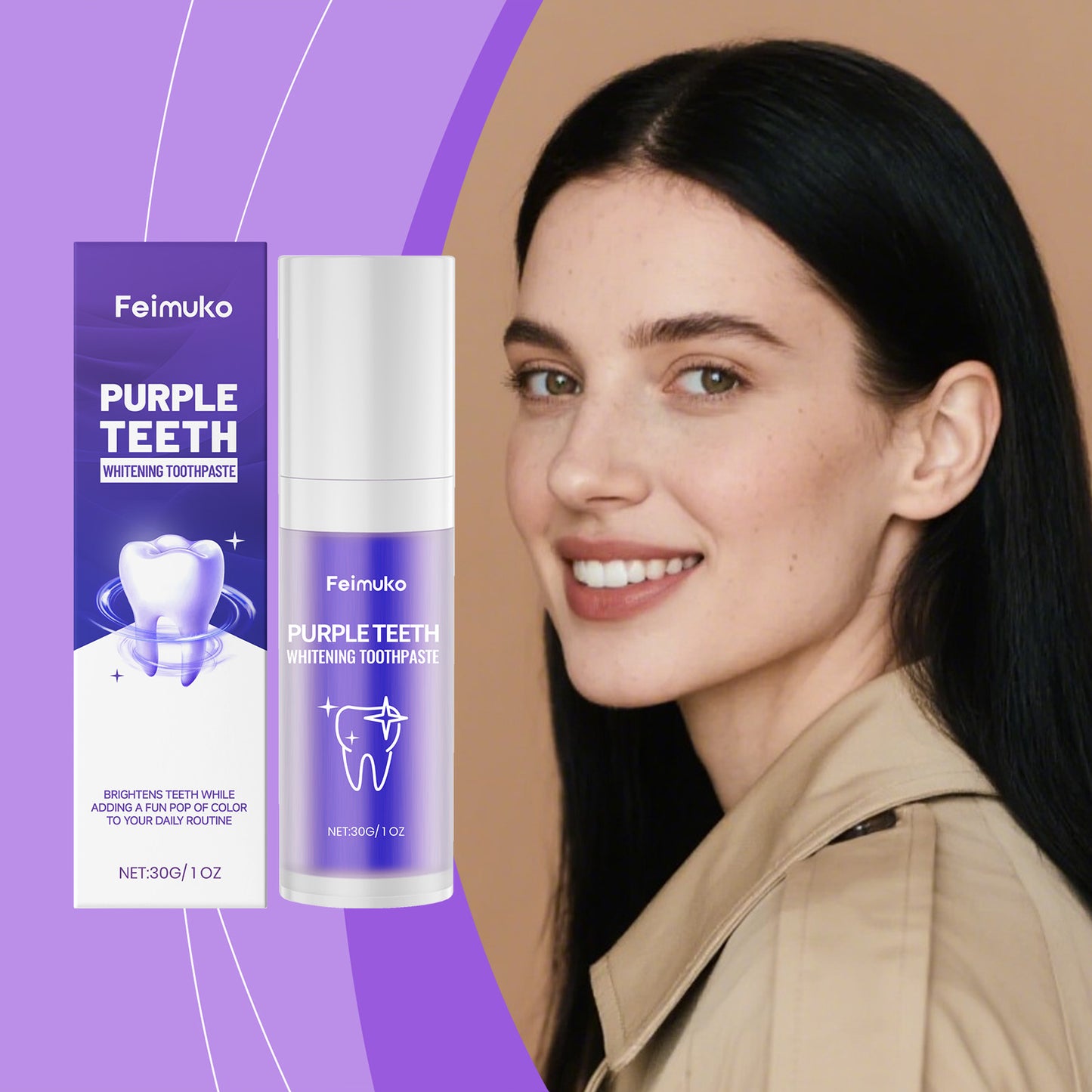 Feimuko Purple Toothpaste - Freshen Breath, Care for Gums, Strengthen Enamel, Daily Oral Cleanliness & Care-CJY