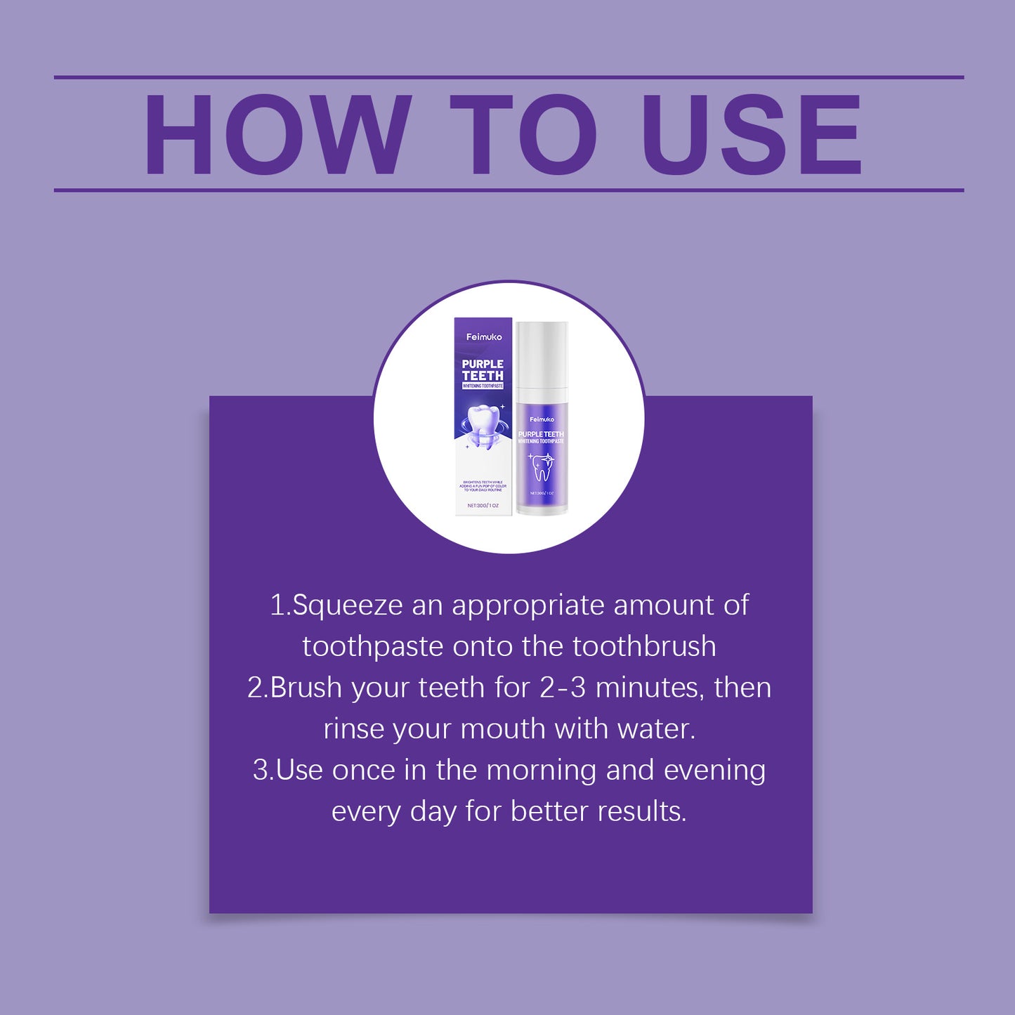 Feimuko Purple Toothpaste - Freshen Breath, Care for Gums, Strengthen Enamel, Daily Oral Cleanliness & Care-CJY